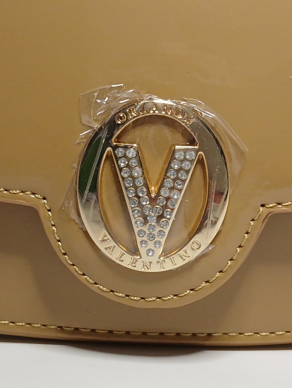 Valentino Orlandi Patent Leather Shoulder Bag Taupe Brand New With Tags - Picture 4 of 17
